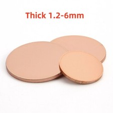 Thick 1.2-6mm Solid Round Copper Sheet Pure Cu Plate Blanks Metal Discs 10-200mm