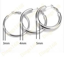 925 Sterling Silver Classic Medium Size Tube Hoop Earrings 1.2"/1.6"/2" 3mm Thin