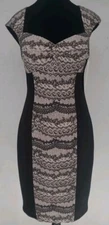 Boston Proper Two Tone Black Ivory Mini Bodycon Pencil Dress Feminine Sz 6