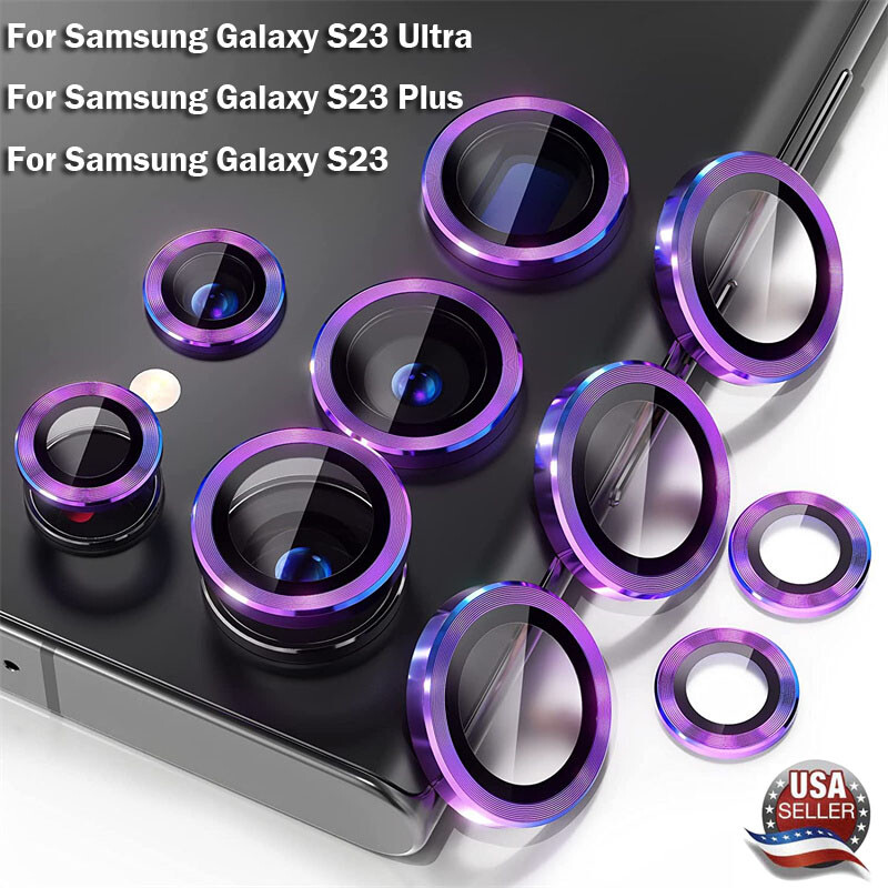 Metal Ring Tempered Glass Camera Lens Protect Cover For Samsung S23 Ultra S23+-image