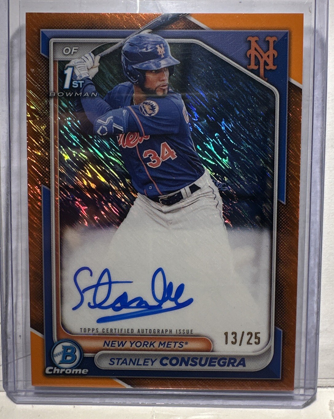 2024 Bowman Chrome Auto Orange Shimmer Refractor #CPA-SC Stanley Consuegra /25