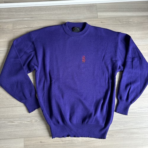 Bogner, Bogner Sweater Mens Large Purple Crewneck Pullover Acrylic Wool Vintage L