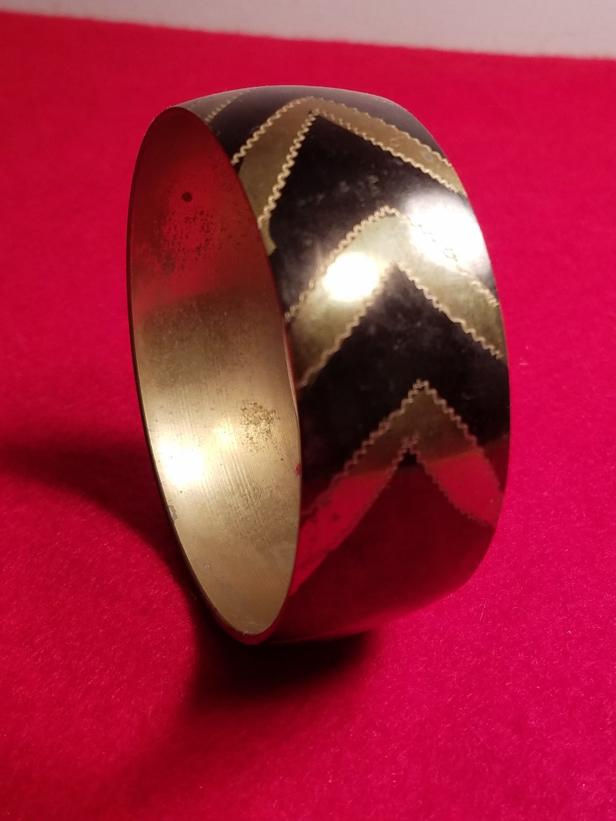 Solid Brass Runway Domed WIDE Bangle Bracelet Mad… - image 1