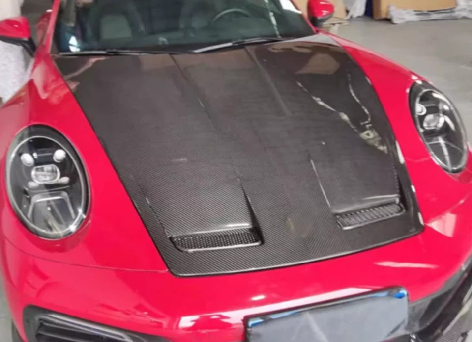 Cubierta de capó ventilada de fibra de carbono real para Porsche 911 2004-2022 Foto 2 de 4