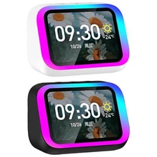 Smart Bluetooth Speaker Clock w/ Display, Weather, Temp, Voice Assistant D3P7