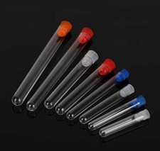 Clear Plastic Lab Test Tubes Sample Container with Colorful Stopper Food Bottle