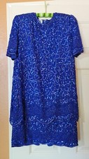 Womans Brillante by J. A 100 Silk Sequined Purple Evening Dress Size P/S