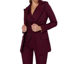Wine Designer three piece suit, celebrity blazer for Women , models, teens