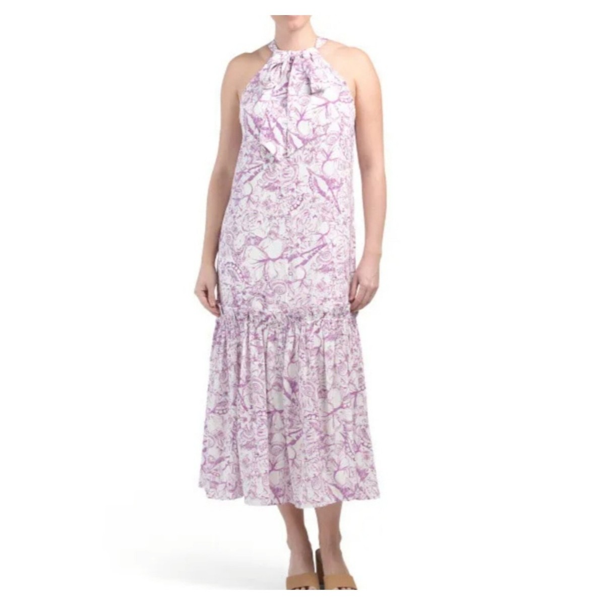 tibi silk halter dress Tibi Silk Halter Sleeveless Dress-Bubble Hem-Black Pink-Size 2