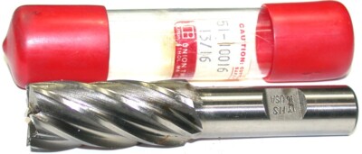 Union Twist 51-10016 13/16'' Diameter 5/8'' Shank 6 Flute HSS End Mill New