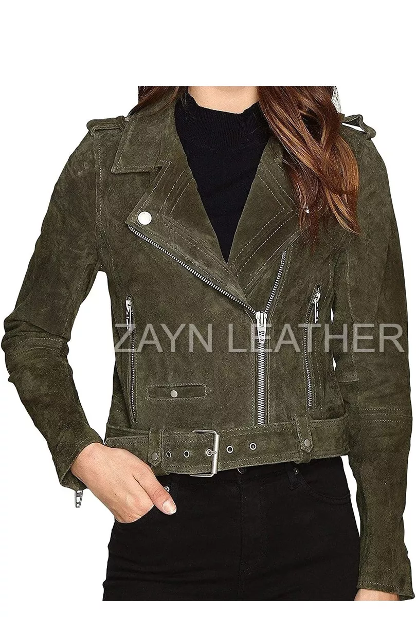 Olive green suede jacket cheap womens