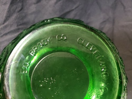 Vintage E.O. Brody Co. Green Textured Glass Vase and Textured Glass Candy Dish - Picture 4 of 9