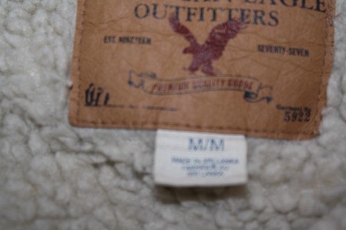 Vintage Y2K American Eagle Sherpa Lined Corduroy Jacket Men's Size M Tan / Brown - Picture 11 of 12