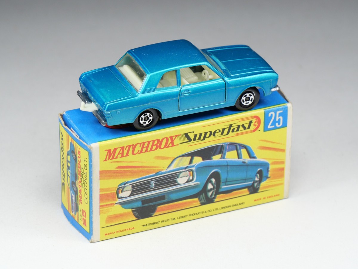 Matchbox Superfast N°25 Ford Cortina Bleu Métal - Boîte D'origine