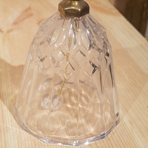 Beautiful Clear Lead Crystal Glass Bell w/ Brass Handle - Swanky Barn - Picture 4 of 12