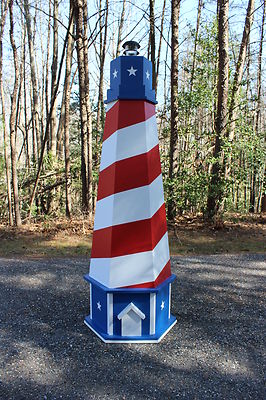 Woodworking Project Plans for a 7 ft. Patriotic Lawn Lighthouse - USB via Mail