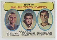 1971 Topps League Leaders Ed Giacomin Tony Esposito Cesare Maniago #5 HOF 10j2