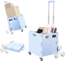 Folding Rolling Cart on Stair Climbing Wheels Rolling Crate for Grocery File