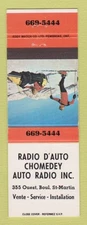 Matchbook Cover - Radio D'Auto Chomedey Auto Radio St Martin QC