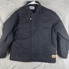 Five Rock Jacket Mens Large Black Canvas Workwear Insulated Full Zip Back Logo