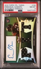2010 TRIPLE THREADS AUTO RELIC-EMERALD #126 EMMANUEL SANDERS 3/50 PSA 8
