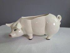 11" Vintage White Pig Hog Planter