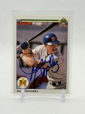 Juan Gonzalez Autograph Rookie Card Texas Rangers 1990 Upper Deck Signed Auto RC. rookie card picture
