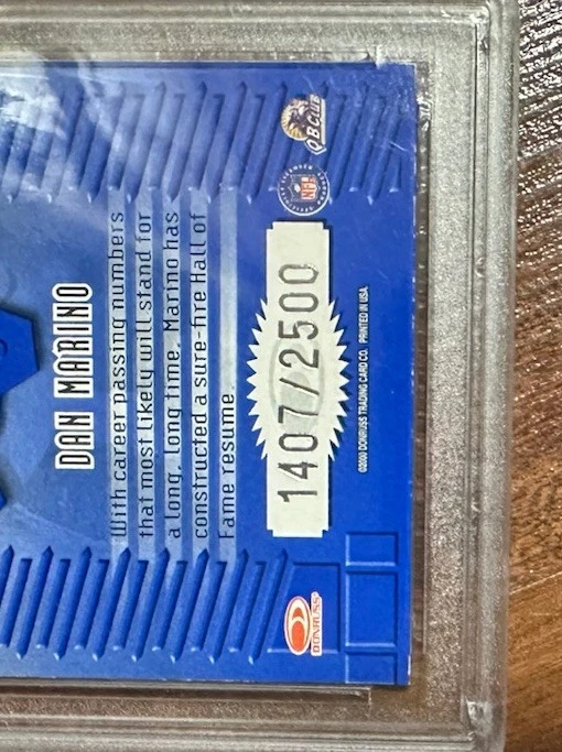 2000 Donruss Elite  Craftsmen Dan Marino # 1407/2500 FOOTBALL CARD FGS GEM MT 10 - Image 2 of 3