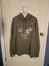 Disney Mickey Mouse Hoodie XXXL Green Geometric Graphic Pullover Sweatshirt