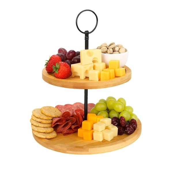 2-StöCkige Etagere Bambus – Servierplatte FüR Obst, Snacks & GebäCk-image