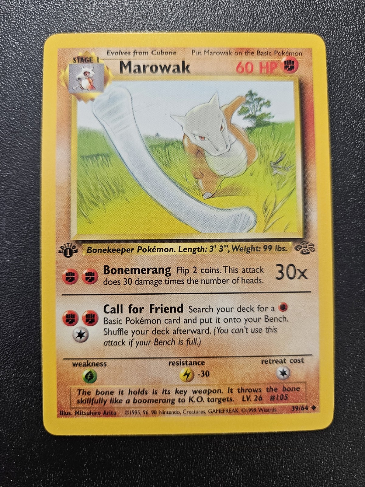 Pokemon 1st Edition Jungle Marowak 39/64 NEAR MINT