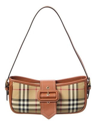 Burberry Vintage Check E-Canvas & Leather Shoulder Bag Women's