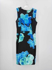 Pre-Owned Calvin Klein Black Size 8 Floral Bodycon Midi Sleeveless Dress