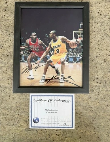 Kobe Bryant & Michael Jordan Dual Signed Photo Lakers Bulls Classic Sports COA