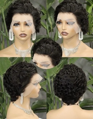 Short Pixie Cut Wigs 100% Real Human Hair ,black Color .