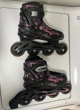 Roces Tattoo Youth Inline Skates Black Pink Roller Blades Size 8