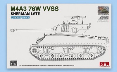 RyeField Model RM 5132 RFM 1/35 M4A3 Sherman 76W VVSS Late Standard Version