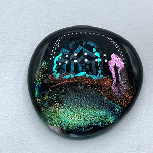 Dichroic Colorful Colored Blue Pink Green Glass Cabochon 1 1/2” Wide