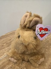 vintage 90's Puffkins TIbbs Bunny plush brown stuffed animal with Tag NOS