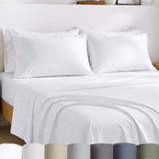 Certified 100 Egyptian Cotton Full Size Sheets Set - Lightweight Crisp Per...