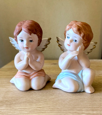 Vintage HOMCO Girl and Boy Porcelain Christmas Angels #1430