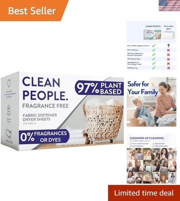 Fabric Softener Sheets - 120 Fragrance-Free Dryer Sheets for Soft Clothing