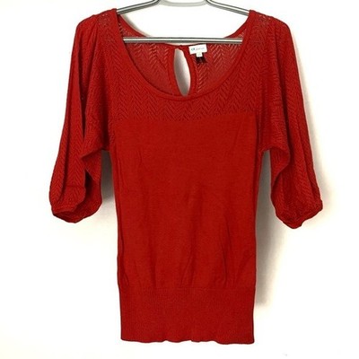 Dynamite Red Ladies 3/4 Sleeve Top Small Y2K VTG Pinup Style ALT