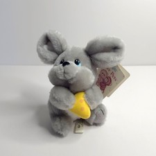 RUSS Marco Gray Mouse Blue Eyes String Tail Luv Pets Plush 6.5" Toy W/ Cheese