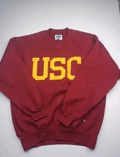 Vtg Russell Athletic Pro Cotton USC Trojans Stitched Sweatshirt Red Mens Size L
