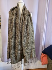 Paisley Pashmina Shawl/wrap W/ Fringe, 81" Long, 27" Wide