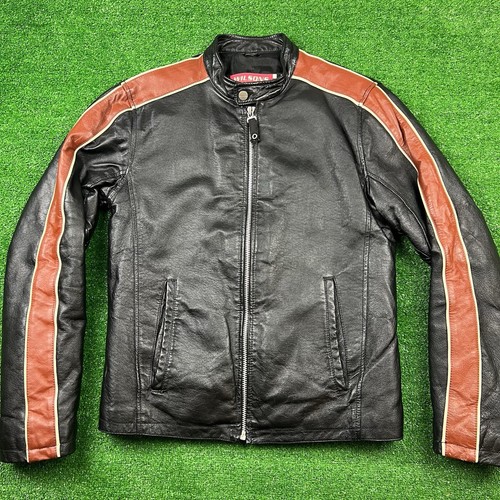 Vintage Wilson’s Leather M Julian Black Red Racer Leather Jacket Size S Rare