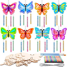 8Pack Butterfly Wind Chime Kit, Wooden Wind Chime Kits for Kids, Butterfly Party
