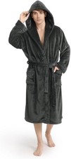 Luxury Mens Robe with Hood, Ultra Cozy Fleece Bathrobe for Men, Plush Hooded Rob