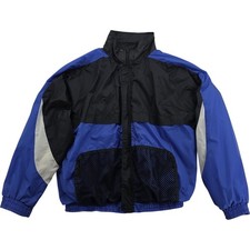 Generra Sport Windbreaker Jacket Blue Black Full Zip Mesh Pockets Size Medium